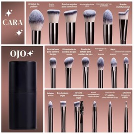 BS-MALL Juego de brochas de maquillaje de 18 piezas premium sintéticas para base, polvo, correctores, sombras de ojos, rubor, brochas de maquillaje co