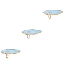 LALAFINA 3pcs Manicure Palette Gold Jade Agate Texture Ring Nail Art Paint Tray Resin Palette for Nail Art Wear Nails