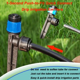 30pcs Drip Irrigation Emitters - Push-to-Quick Connect to 1/4" Tube - Adjustable 360 Degree Drippers Emitters Vortex on 5.5" Stakes-Garden Watering System (Blue Emitters Vortex-30 PCS)