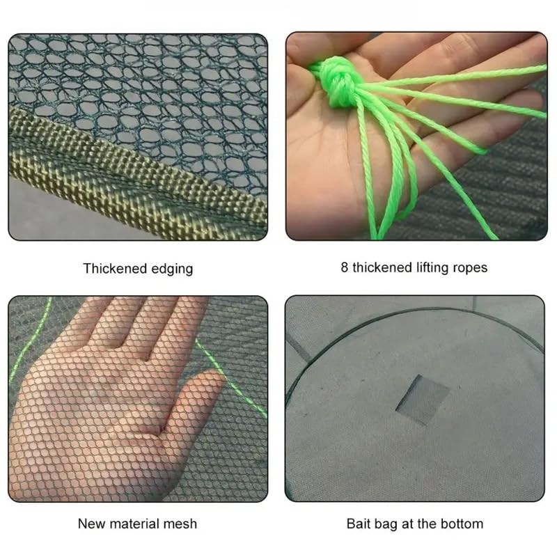 AIMALL Folding Round Fishing Nets with Bait Bag, Hand Throwing