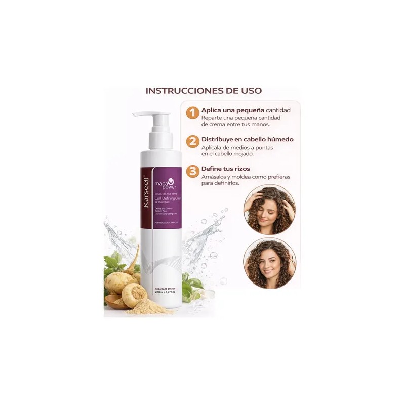 Kit 2 Crema Definidora De Rizos Karseell Maca Power 200ml