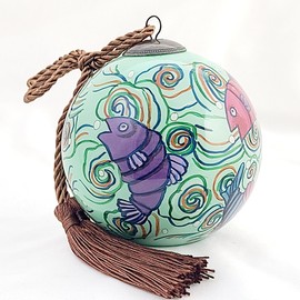 Colored Fish – Traditional Inside-Painted Glass Art by LiBien, Unique Coastal Theme Home Accent