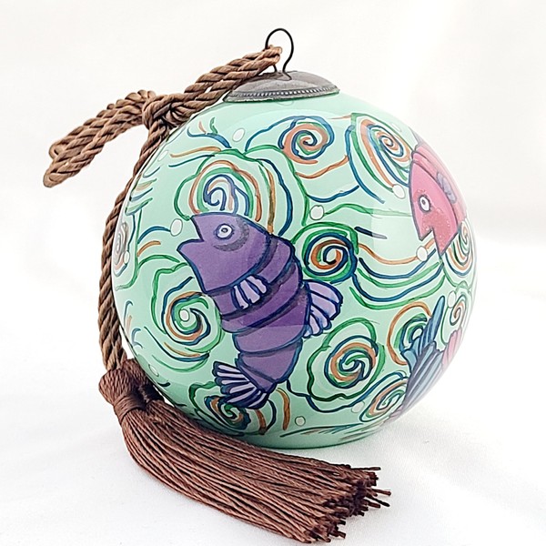 Colored Fish – Traditional Inside-Painted Glass Art by LiBien, Unique