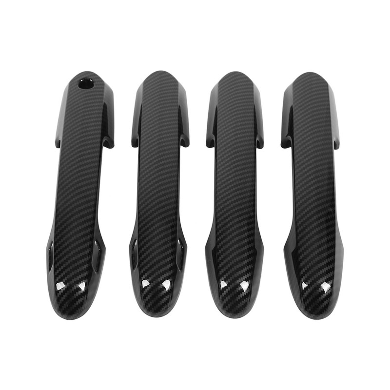 4pcs Gloss Black Carbon Fiber Style Exterior Door Handle Cover