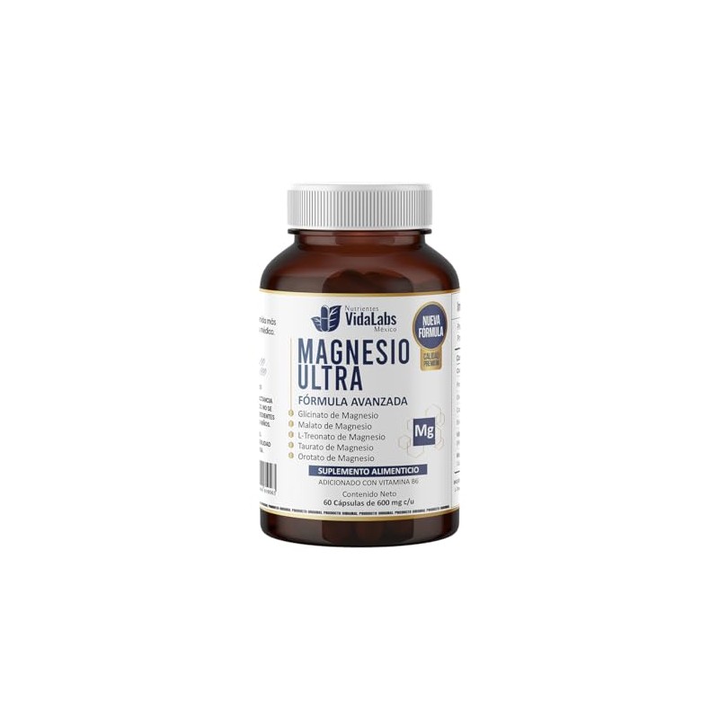 Magnesio Ultra Nutrientes VidaLabs 60 Capsulas, 5 Tipos de Magnesio