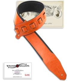 Walker & Williams G-01 Light Chestnut Brown Padded Guitar Strap 3" Wide For Acoustic, Electric, And Bass Guitars