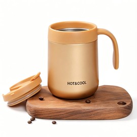 Taza Termo para Cafe 500 ML18oz, Vaso Termico Acero Inoxidable con Tapa y Asa, Tazas Termica Hermtica para Agua Caliente y Fra, Regalo para Hombre,...