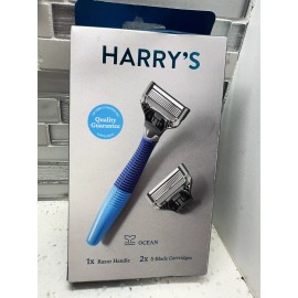 Harry's Razor 2 Ct 5-Blade Cartridges Navy Blue Ocean Ergonomic BRAND NEW