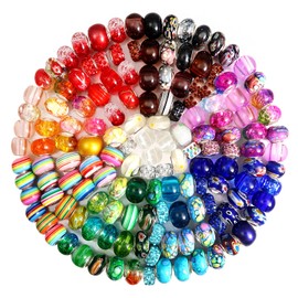 Toaob Pack of 150 Silver Glass Beads European Beads 14 x 10.5 mm for Charms Jewellery Making Bracelets Necklaces