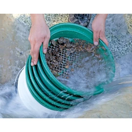 SE 13.25 Inch Wide Stackable Classifier Gold Prospecting Pan Set - Includes 1/2" 1/4" 1/8" 1/12" and 1/20" Stainless Steel Mesh Sifting Pans, Green, 5 Pack