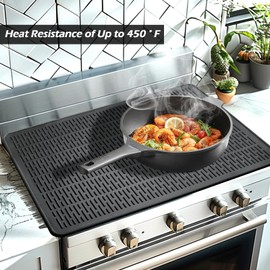 Stove Top Cover for Electric Stove,Silicone Stove Mat for Glass Top Stove,28x20 inches Extra Large Silicone Dish Drying Mat,Heat Resistant,Easy to Clean,Ceramic Glass Cooktop Protector(Black)