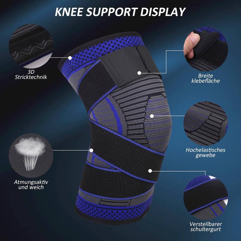 Ruilala Sports Knee Support 1 Piece Compression Knee Support Men