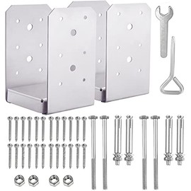 SPACEEUP Post Base 6"x6" Post Anchor 2PCS Adjustable Post Base Stainless Steel Concrete Post Anchor for Pavilion Deck Railing Support Decorative Anchor Plate