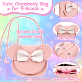 Oisacirg Play Purse for Little Girls, 23PCS Toddler Purse with Pretend Makeup for Kids, Princess Toys Includes Crossbody Bag, Phone, Wallet, Keys, Kids Toy Purse Birthday Gift Toys for Girls 3 4 5 6+