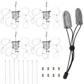 4 Set Stainless Steel Crab Snare Traps with 8 Loops+Non-Slip Finger Covers+Spare Coil and Bushing ，Crab Traps for Blue Crabs/Red Crab/Rock Crab, Crab Snare for Fishing Rods, Crabbing Equipment