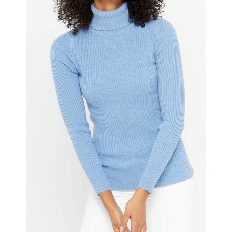 State Cashmere Women’s Ribbed Turtleneck Sweater 100% Pure Cashmere Classic