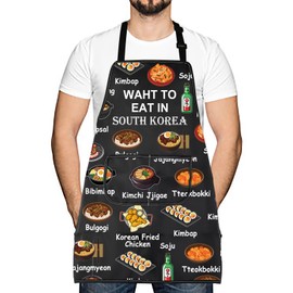 What to Eat in South Korea Asia Cuisine Lover Kitchen Apron Mom Dad BFF Korean Food Cooking New Home Apron (Eat in South Korea)