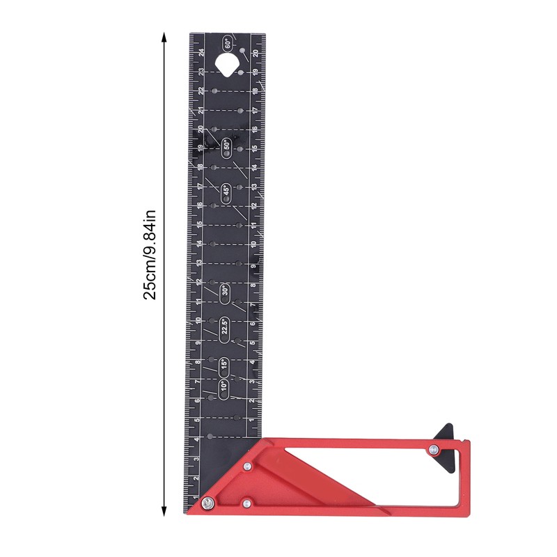 Woodworking Straight Angle Ruler 30° 45° 90° 3mm Thickness Adjustable