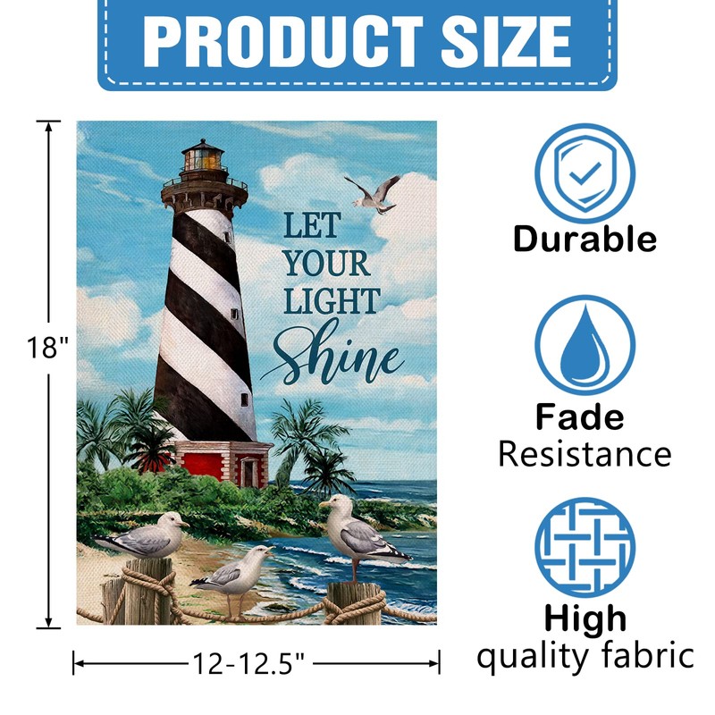 Dyrenson Let Your Light Shine Summer Beach Coastal Lighthouse Decorative
