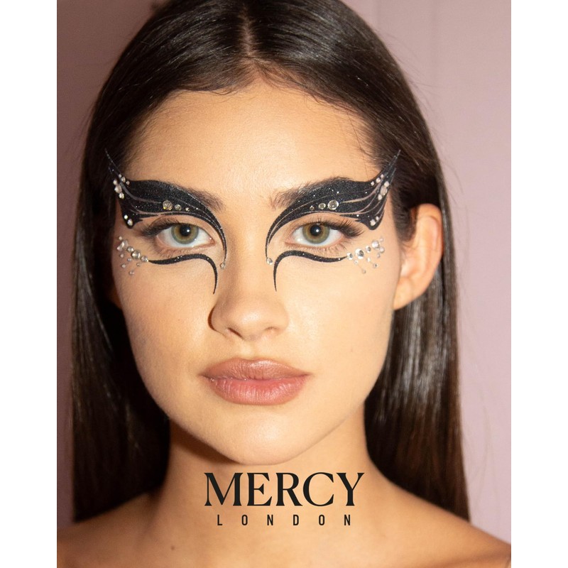 MERCY LONDON Black Swan Face Jewels Ballet Costume Accessories Face