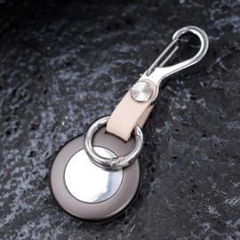 Pamovolio Stainless Steel Keychain Vegetable Tanned Leather for Apple Airtags Metal Alloy case Shockproof Anti-Scratch Lost Luggage Cat Dog Pets car Key Holder Carabiner Finders GPS Item Tracker EDC