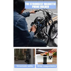 WarmCorners Magnetic Phone Holder Selfie，Motorcycle Phone Mount - Compatible with Gym - Premium Billet Aluminum Holder for Gas Tank, Fits Most Phones,Magnetic Smartphone Stand Gym