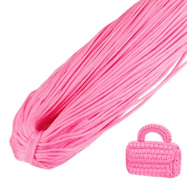 LEREATI Polyester Yarn, Macrame Yarn, 3 mm x 200 m, Polyester Rope, Polypropylene Cord, Macrame Cord, Braided for Handbag, Crochet Bag, Knitwear, Home Decorations (Light Pink)