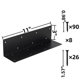 ZSHIGANMA 8 Pcs Raised Garden Bed Corner Brackets for 12''-24'' Flower Vegetable Furniture Planter Wood Garden Bed Box, 11 x 3 x 3 Black Metal Corner Brackets Decorative with Screws