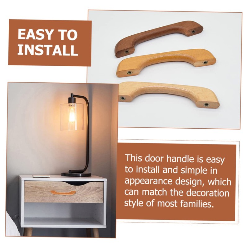 WOONEKY 5 Set Solid Wooden Cabinet Pull Handles Durable Furniture