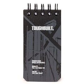 ToughBuilt Spiral Notepads, XS - Functional Paper, Quick Access Notepad, Plastic Cover Sheet, Heavy Duty Wire-Bound, Page Size: 3.9" x 2" - (Pack of 3) (TB-56-XS-3-DE)