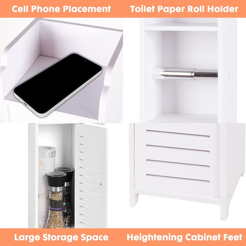 ShellKingdom Toilet Paper Holder Stand with Rods, Small Bathroom Storage