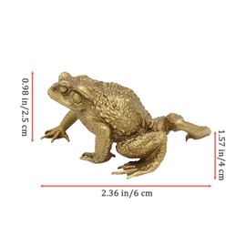 LFWATAXY 1 PCS Brass Frog Miniature Figurine Frog Amulet Mini Gold Frog Figurine Animals Brass Decor Ornaments Fortune Figurine for Micro Landscape Living Room, Bedroom Shelf Decor