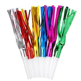 Generic 24PCS Party Blowers Glitter Fringed Metallic Noise Maker Fringed Noisemakes Blowouts Horns Whistles for Birthday New Years Party Noisemakers (Mixed Color)