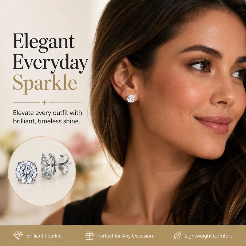 8 Claw CZ Crystal Stud Earrings for Women – Elegant