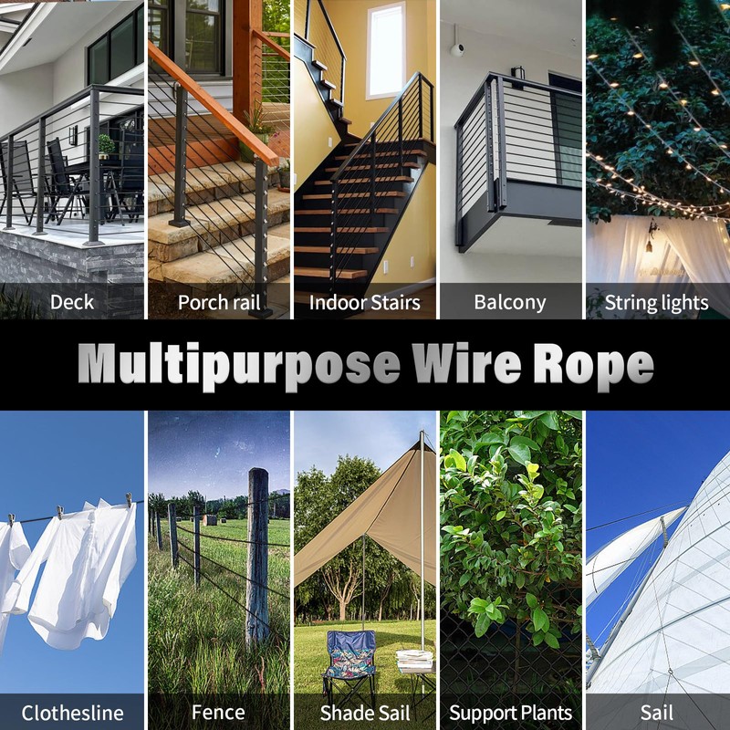 Black Stainless Steel Cable for Railing - 600FT 1/8" T316