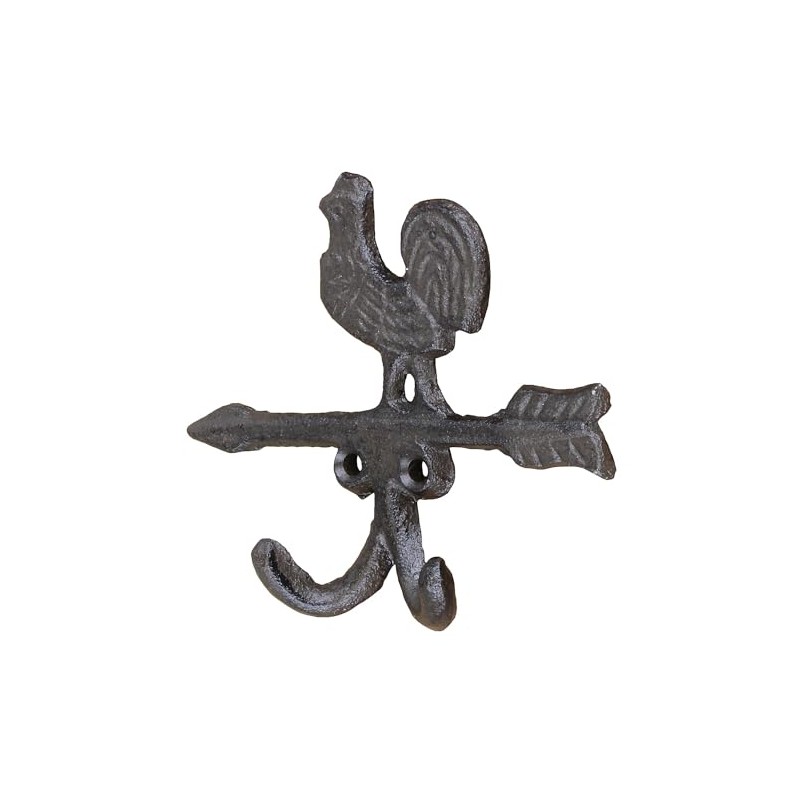 Macosa CE6Y4561 Wall Hook Rooster Brown Metal 12 cm Coat