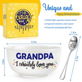 BackURyear Grandpa Christmas Gifts from Grandkids, Grandpa Xmas Stocking Stuffer, Cool Gifts for Grandfather Holidays Birthday from Grandchildren, Cereal Lover Grandpa Breakfast Bowl Present