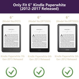 MOROCK - Funda para Kindle Paperwhite de 6 pulgadas, 5ª/6ª/7ª generación 2012-2017 (modelo núm. EY21 & DP75SDI), cubierta de piel sintética ligera de alta calidad con encendido y sueño automático