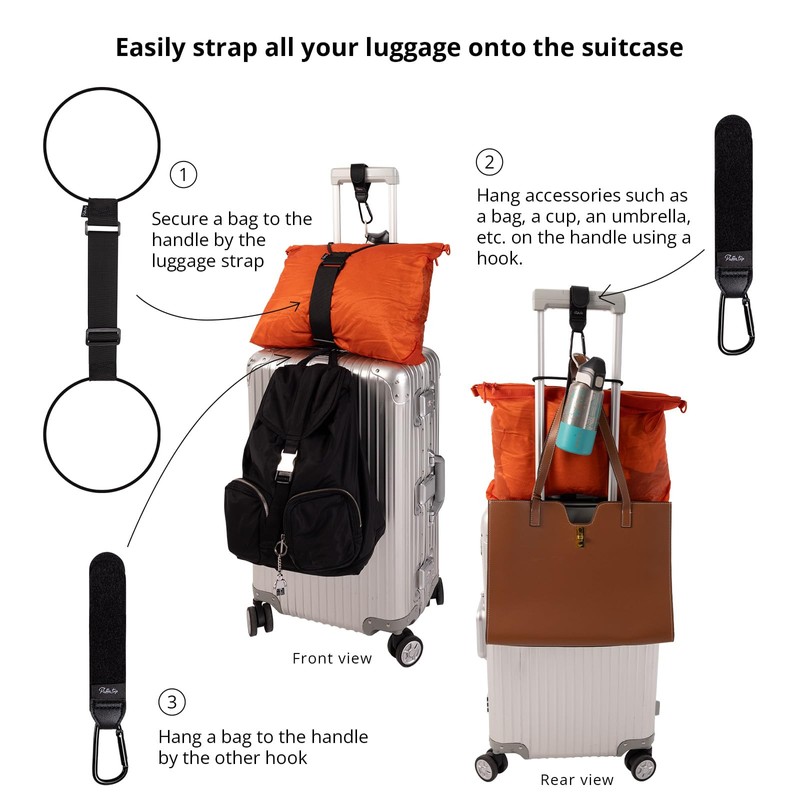 Luggage Strap and Hooks 3PCS for Securing Belongings to Suitcase,