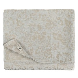 Linen & Cotton Jacquard Damask Tablecloth Fabric Cervo - 100% Linen, Light Blue Blue Beige (147 x 200 cm) Tablecloth Table Linen Square with Floral Pattern for Home Kitchen Decoration Dining Room