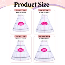 Jiuguva Girls' 3 Hoops Petticoat Full Slip Crinoline Skirt Ball Gown Petticoat Skirt Toddler Underskirt Slip for Girls(8-9 Years)