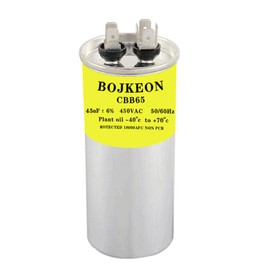 45uF +6% MFD 450VAC Run Start Round A/C Capacitor CBB65 CBB65B Air Conditioner Capacitors for AC Unit Fan Motor Start or Heat Pump or Condenser Straight Cool