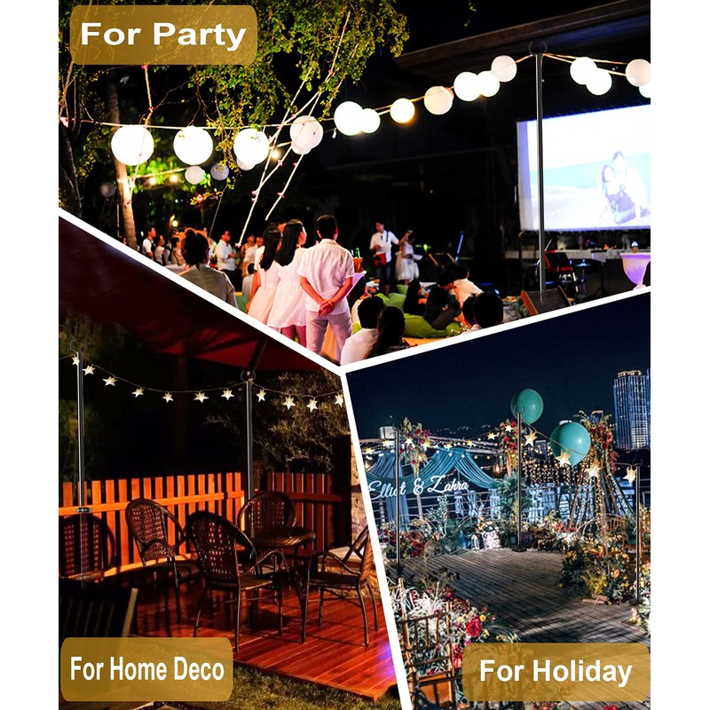 Derkniel 10 FT Outdoor String Light Pole Stand for Hard