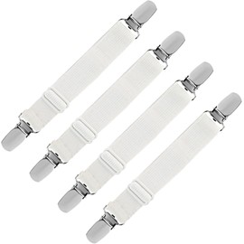 LIHAO 4 Pinzas Elásticas Ajustables para Funda de Tablas de Planchar y Sábanas de Camas (Blanca)