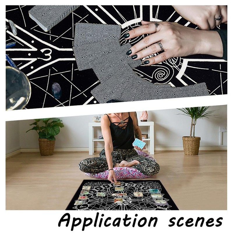 CREATCABIN Altar Cloth Viking Runes Celestial Constellation Tarot Deck Spiritual