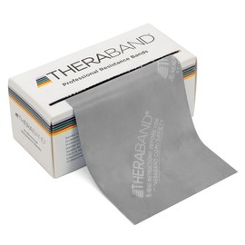 THERABAND Resistance Bands, 6 Yard Roll Professional Latex Elastic Band For Upper & Lower Body, Core Exercise, Physical Therapy, Pilates, Home Workouts, Rehab, Silver, Super Heavy, Level 7 THERABAND