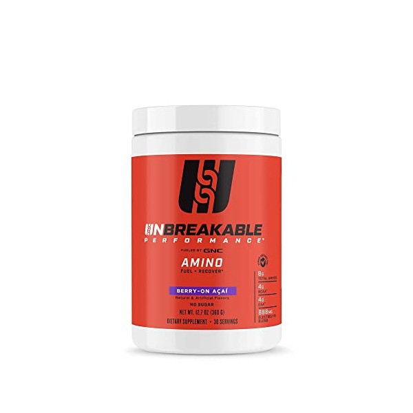 GNC Unbreakable Performance Amino | Feul + Recover, Banned Substance Free | Berry-On Acai | 30 Servings