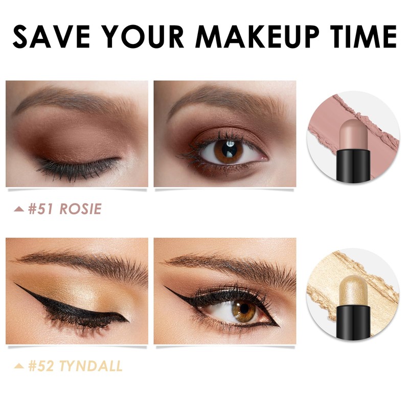 FOCALLURE 2 Pcs Cream Eyeshadow Stick,Brightener Eyeshadow Pencil Crayon,Highlighter Eye