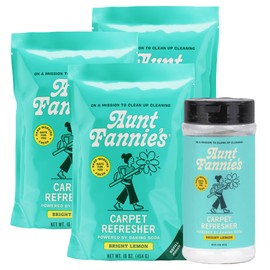 Aunt Fannie's Carpet Bundle, Includes One 16 oz Carpet Refresher Shaker and Three Refills, Bright Lemon Scent, Pack of 4