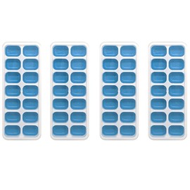 Ice Cube Tray Set (4 Pack) with Lids: Easy Ice Release Silicone Ice Trays with 14 cubes each, 56 ice cubes - Clean Easy, Stackable, Flexible, Multi-Use, Rectangle